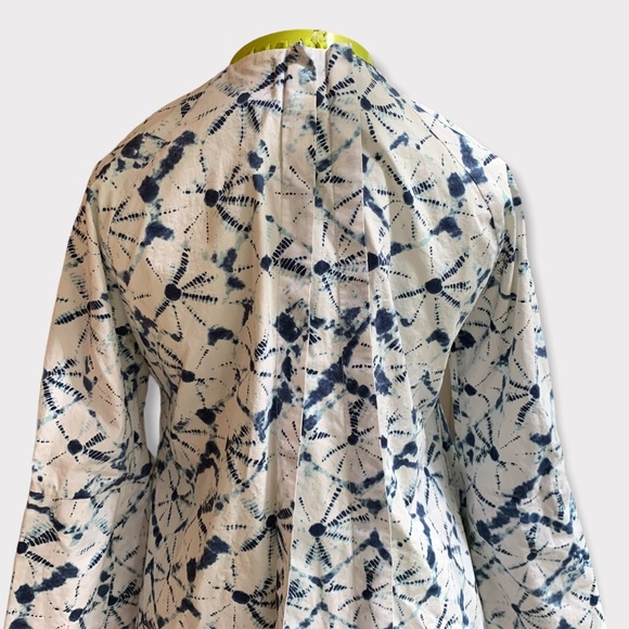 Thakoon For Target Long Sleeve Shibori Button Down Bohemian Cotton Dress - Picture 10 of 16